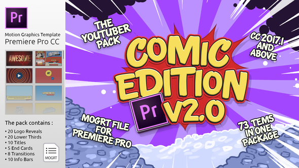 Videohive The YouTuber Pack - Comic Edition V2.0 | MOGRT For Premiere Pro CC 21822725