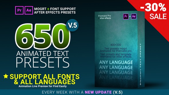 Videohive 650 Text Presets for Premiere Pro & After effects 22508370