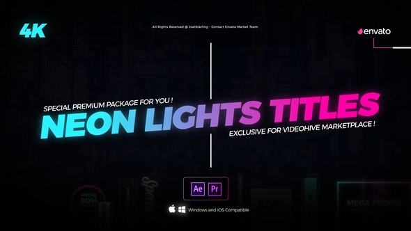 Videohive Neon Lights Titles 4K 22429324