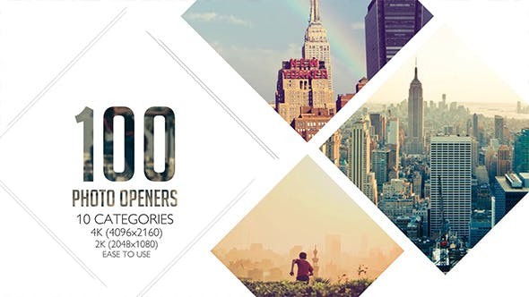 Videohive 100 Clean Photo Openers - Logo Reveal Pack 11765632