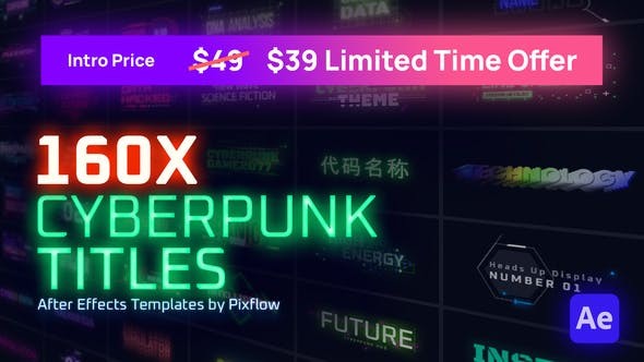 Videohive Cyberpunk Titles Lowerthirds and Backgrounds 29740488 - After Effects Project Files