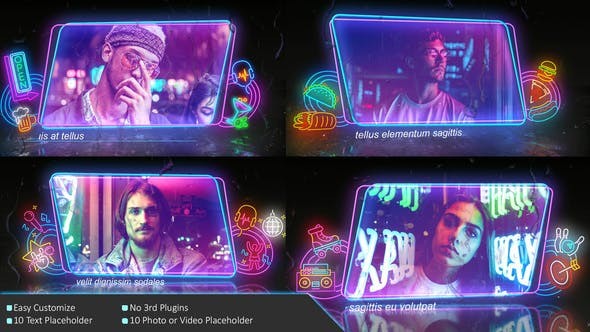 Videohive Neon Frame In The Rain Photo Slide 30262952 - After Effects Project Files