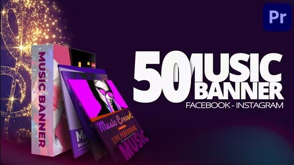 50 Music Banners Ad Mogrt 36378068 - Premiere Pro Templates