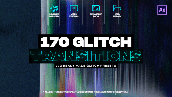 170 Glitch Transitions 37251245 - After Effects Project Files