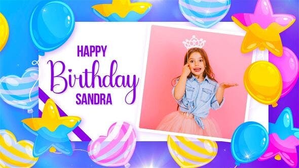 Happy Birthday Sandra Slideshow, After Effects Project Files