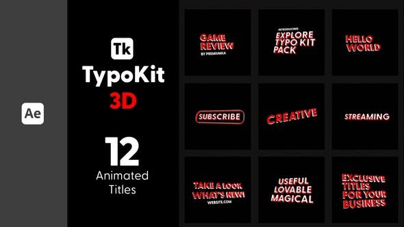 Typo Kit 3D Titles for After Effects Videohive 