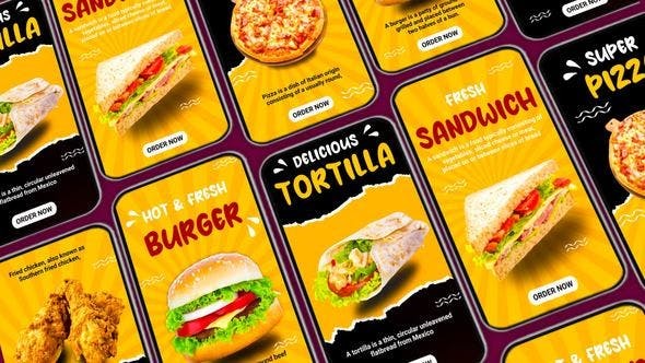 Videohive Delicious Food Menu Card After Effects Instagram Story