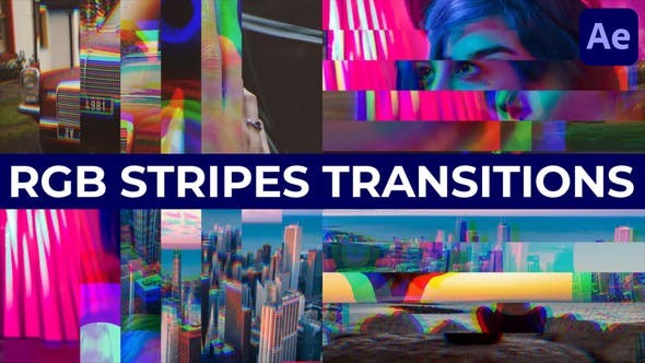 Videohive RGB Stripes Transitions for After Effects 45871125 - After Effects Project Files