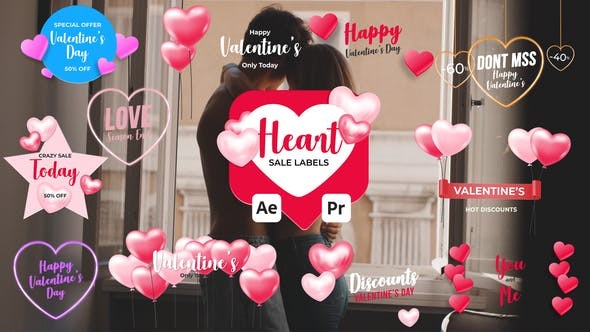 Videohive  Heart Sale Labels 51341570 - After Effects Project Files